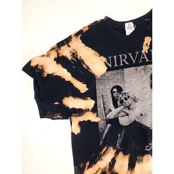 Nirvana Upcycled Reverse Bleach Dye T Shirt Grunge Alt Indie Punk | Size XL - Picture 2 of 7